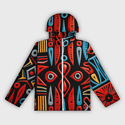 Ветровка с капюшоном женская Красно-синий узор в африканском стиле, цвет: 3D-белый