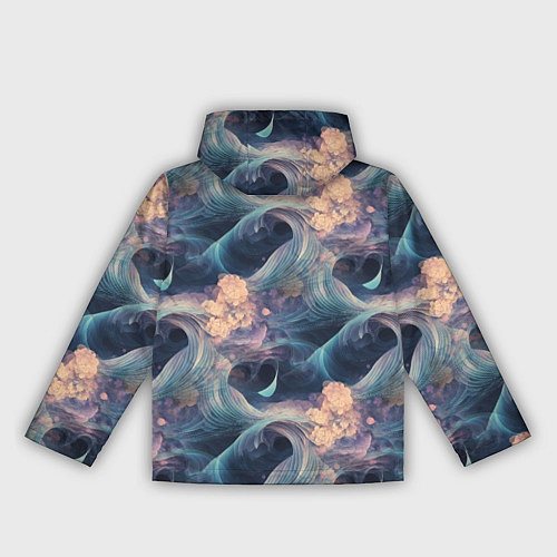 Женская ветровка Волнообразная фрактальная абстракция / 3D-Черный – фото 2