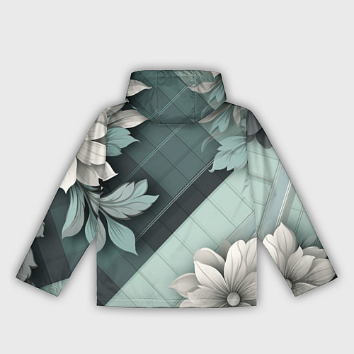 Женская ветровка Мятная клетка и цветы / 3D-Черный – фото 2