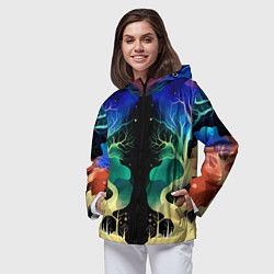 Ветровка с капюшоном женская Звёздная ночь в сказочном лесу, цвет: 3D-черный — фото 2