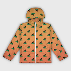 Ветровка с капюшоном женская Черный кот в новогодней шапке уронил елку, цвет: 3D-белый