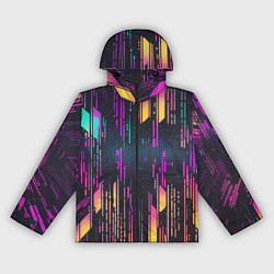 Ветровка с капюшоном женская Киберпанк полосы розовые и жёлтые, цвет: 3D-черный