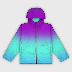 Ветровка с капюшоном женская Фиолетовый бирюзовый голубой неоновый градиент, цвет: 3D-черный