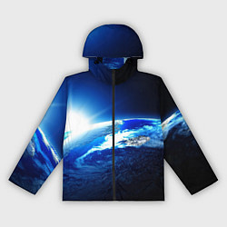 Ветровка с капюшоном женская Восход солнца в космосе, цвет: 3D-черный
