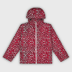 Ветровка с капюшоном женская Белые пузырьки на красном фоне, цвет: 3D-белый