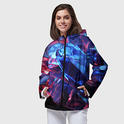 Ветровка с капюшоном женская Синие алмазы, цвет: 3D-черный — фото 2