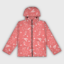 Ветровка с капюшоном женская Рождественский принт с оленями, цвет: 3D-черный