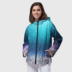 Ветровка с капюшоном женская Футуристичный город и конфетти, цвет: 3D-черный — фото 2