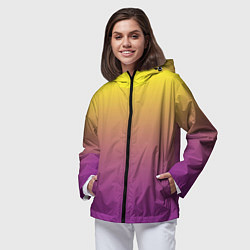 Ветровка с капюшоном женская Желто-фиолетовый градиент, цвет: 3D-черный — фото 2