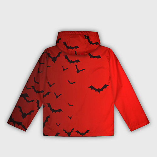 Женская ветровка Летучие мыши на красном фоне / 3D-Черный – фото 2