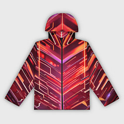 Ветровка с капюшоном женская Красные неон полосы киберпанк, цвет: 3D-черный
