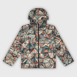 Ветровка с капюшоном женская Маленькие треугольники сепия, цвет: 3D-черный