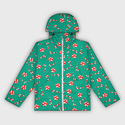 Ветровка с капюшоном женская Рождественский дождь из леденцов, цвет: 3D-белый