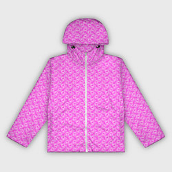 Ветровка с капюшоном женская Маленькие сердечки паттерн розовый, цвет: 3D-белый
