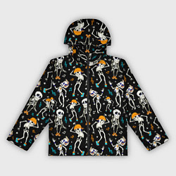Ветровка с капюшоном женская Танцующие скелеты на вечеринке, цвет: 3D-черный