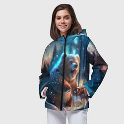 Ветровка с капюшоном женская Полярный мишка, цвет: 3D-черный — фото 2