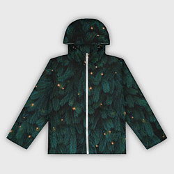 Ветровка с капюшоном женская Ёлка и гирлянды, цвет: 3D-белый