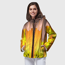 Ветровка с капюшоном женская Желтые наплывы, цвет: 3D-черный — фото 2