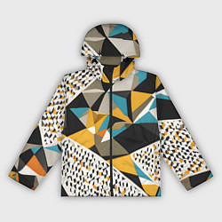 Ветровка с капюшоном женская Красные жёлтые и чёрные треугольники, цвет: 3D-черный