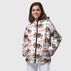 Ветровка с капюшоном женская Паттерн с русским драконом, цвет: 3D-черный — фото 2