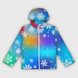 Ветровка с капюшоном женская Снегопад на Новый год, цвет: 3D-белый