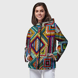Ветровка с капюшоном женская Этнический узор вышивка, цвет: 3D-черный — фото 2