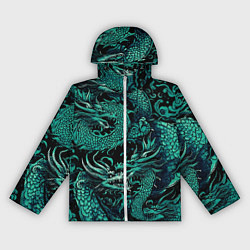 Ветровка с капюшоном женская Дракон бирюзового цвета, цвет: 3D-белый