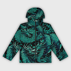 Ветровка с капюшоном женская Дракон бирюзового цвета, цвет: 3D-черный