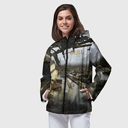 Ветровка с капюшоном женская STALKER 2 дом на болотах, цвет: 3D-черный — фото 2