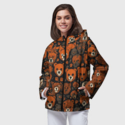 Ветровка с капюшоном женская Мишки сердитые, цвет: 3D-черный — фото 2