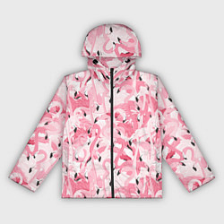 Ветровка с капюшоном женская Стая розовых фламинго, цвет: 3D-черный