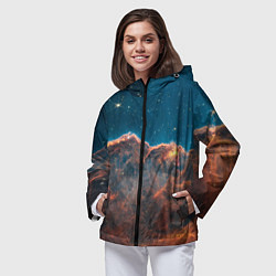 Ветровка с капюшоном женская Туманность Киля наблюдаемая телескопом Уэбба, цвет: 3D-черный — фото 2
