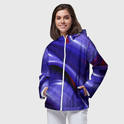 Ветровка с капюшоном женская Фиолетовые абстрактные волны, цвет: 3D-белый — фото 2