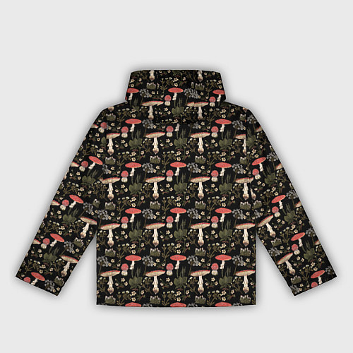 Женская ветровка Goblincore - мухоморы / 3D-Черный – фото 2