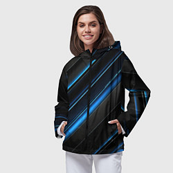 Ветровка с капюшоном женская Синий узор абстракции, цвет: 3D-черный — фото 2