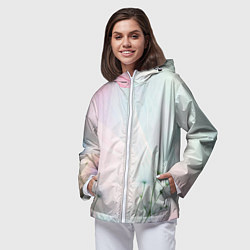 Ветровка с капюшоном женская Цветочный восход, цвет: 3D-белый — фото 2