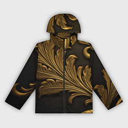 Ветровка с капюшоном женская Золотые узоры листья объемные, цвет: 3D-черный