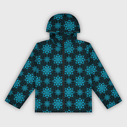 Ветровка с капюшоном женская Паттерн тёмно-бирюзовый абстрактные цветы, цвет: 3D-черный