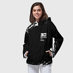 Ветровка с капюшоном женская Thirty seconds to mars штрихи бенд, цвет: 3D-черный — фото 2