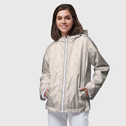 Ветровка с капюшоном женская Бежевый геометричные линии, цвет: 3D-белый — фото 2