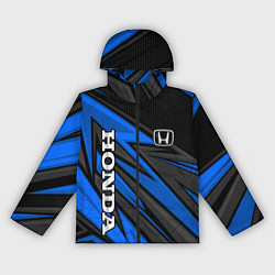 Ветровка с капюшоном женская Honda motors - синяя спортивная абстракция, цвет: 3D-черный
