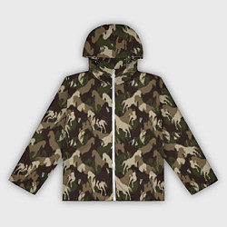 Ветровка с капюшоном женская Лошади камуфляж, цвет: 3D-белый
