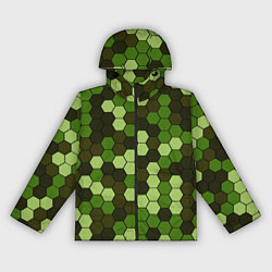 Женская ветровка Камуфляж гексагон лесной