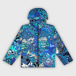 Ветровка с капюшоном женская Сапфировый граффити-хаос, цвет: 3D-черный