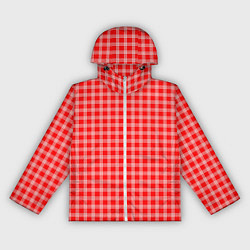 Ветровка с капюшоном женская Красно-белый клетчатый, цвет: 3D-белый