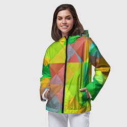 Ветровка с капюшоном женская Разноцветные фигуры, цвет: 3D-черный — фото 2