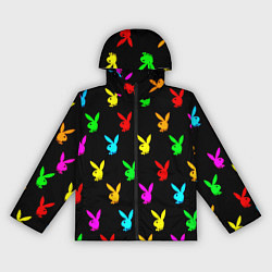 Ветровка с капюшоном женская Playboy pattern неон, цвет: 3D-черный