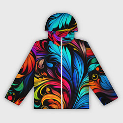 Ветровка с капюшоном женская Паттерн с узорами на черном фоне, цвет: 3D-белый