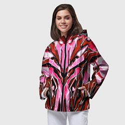 Ветровка с капюшоном женская Розовый кибер доспех, цвет: 3D-черный — фото 2