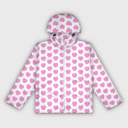 Ветровка с капюшоном женская Нежные розовые сердечки, цвет: 3D-белый